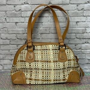 THE SAK Beige Leather Braided Ribbon Shoulder Bag Purse